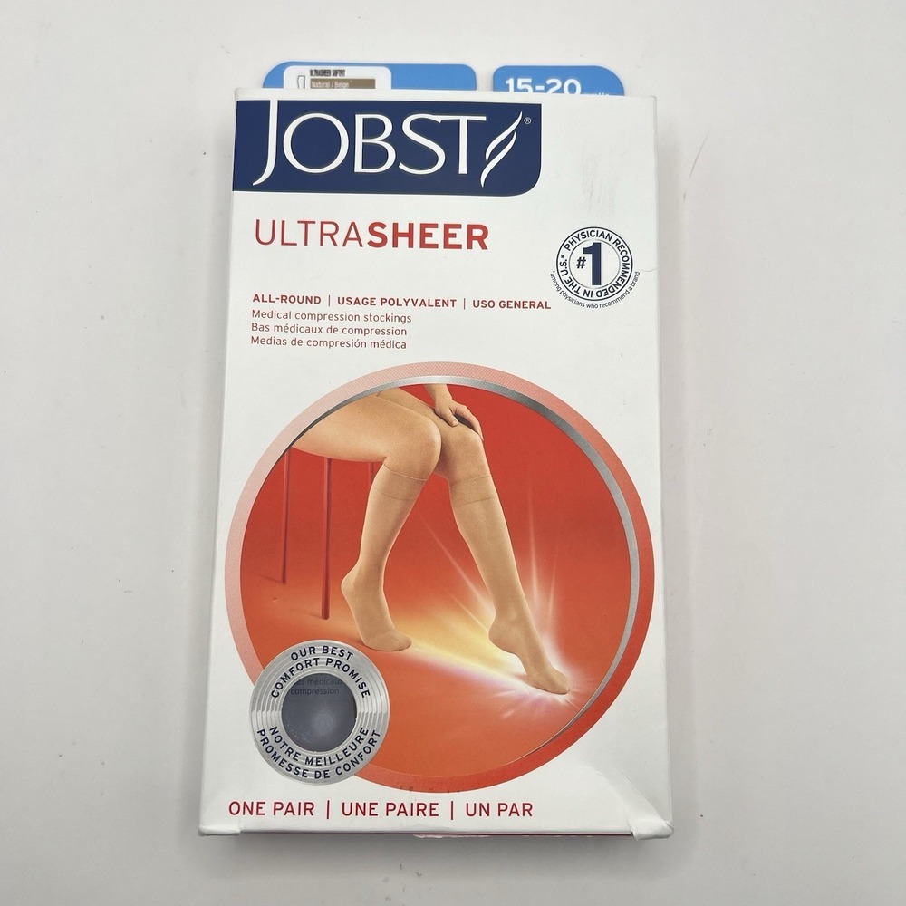 Jobst UltraSheer Knee High Compression Stockings Closed Toe 15-20 MmHg Women Med